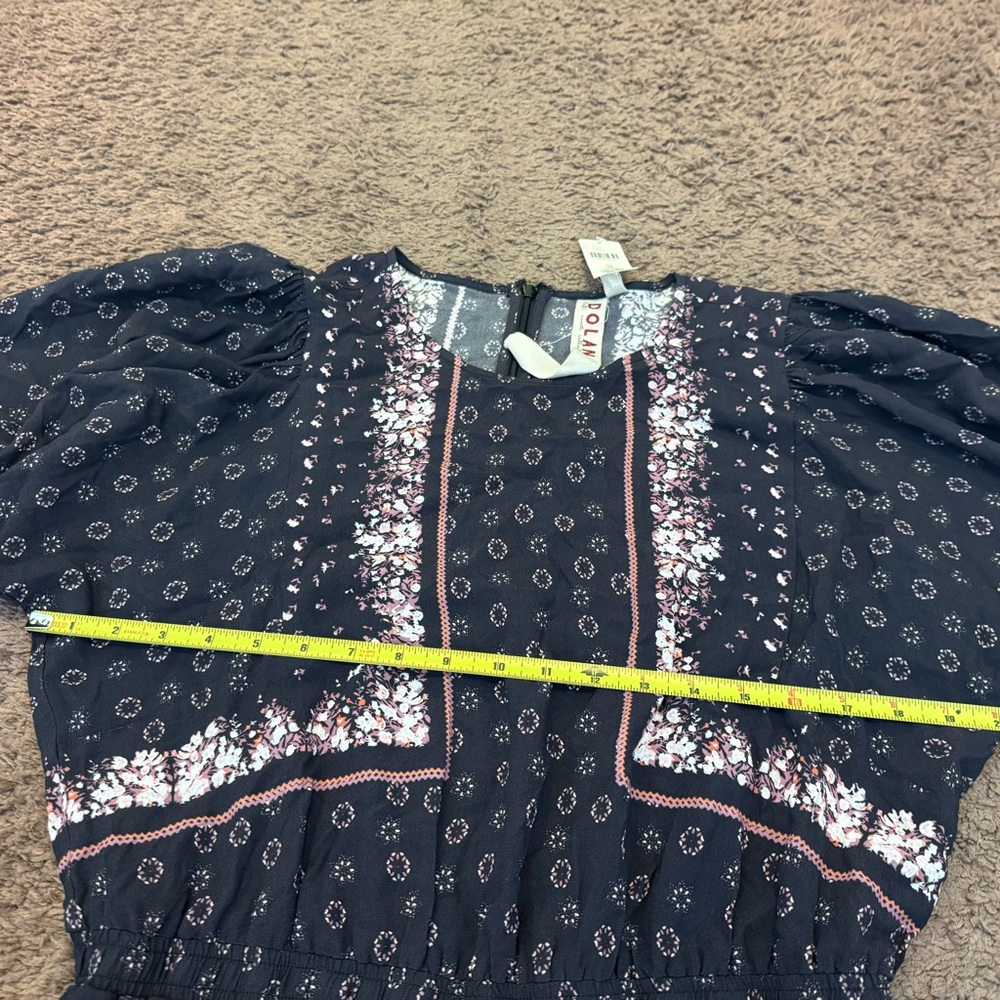 Dolan Anthropologie Black Floral Romper Puff Sleeve Flowy Size M NEW - Picture 7 of 12